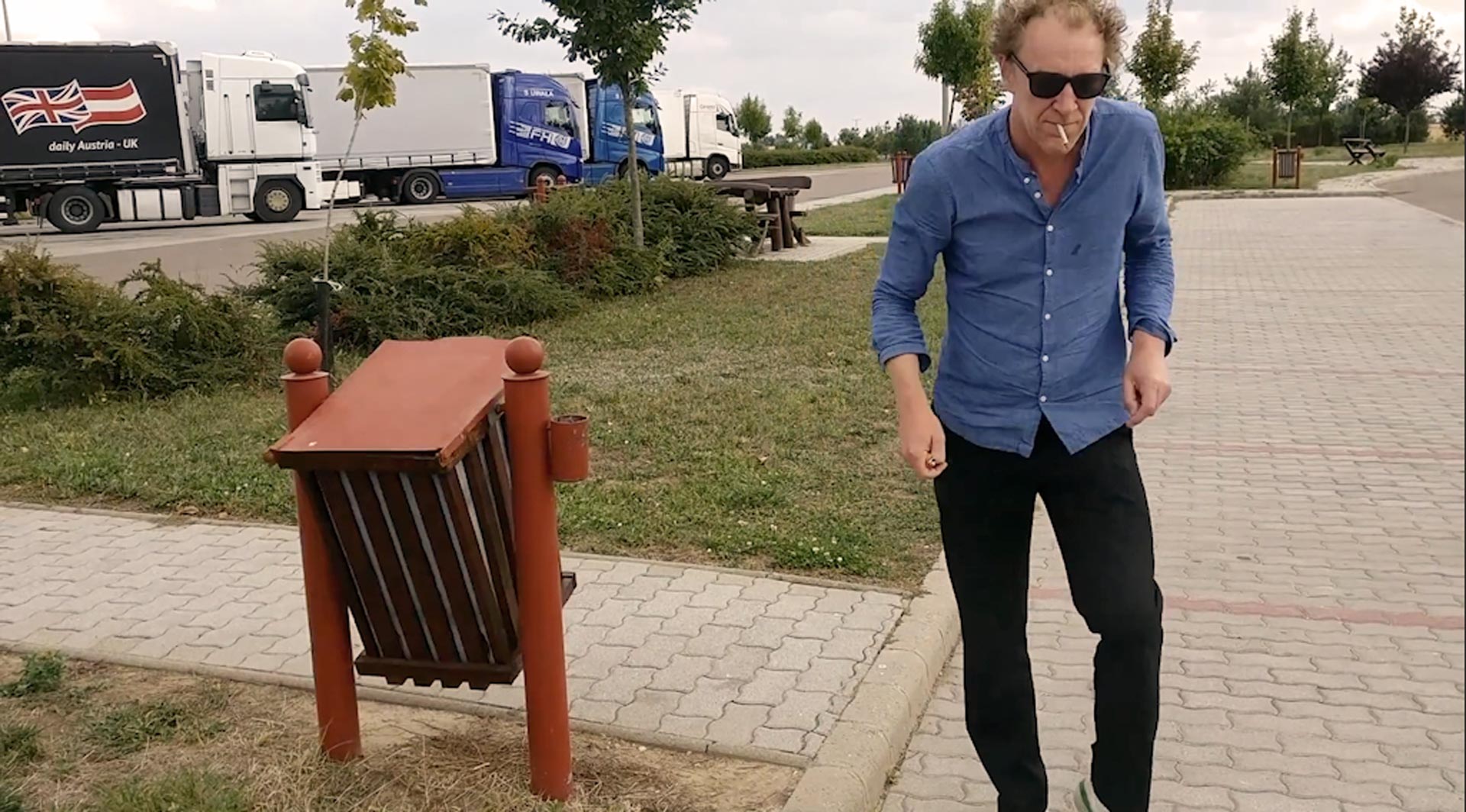 Jochen dancing with a bin