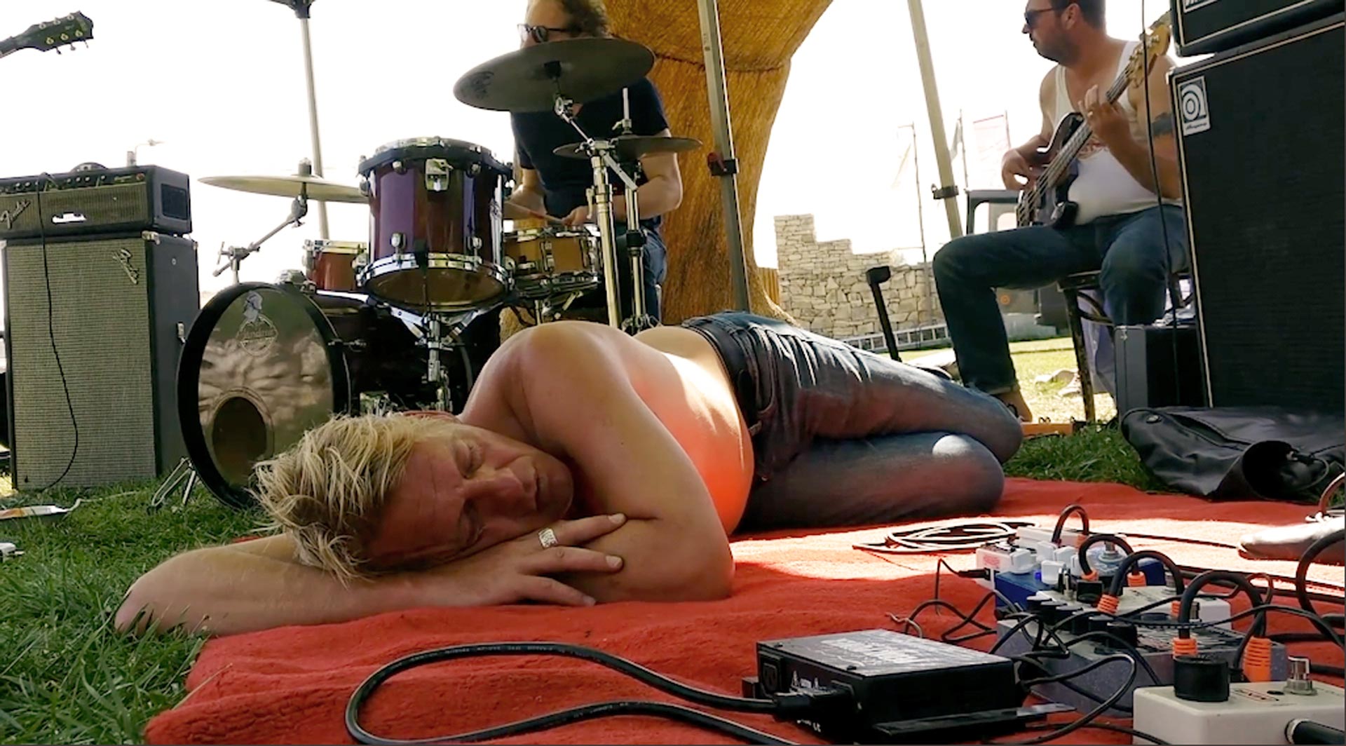 Steve sleeping during our rehearsal